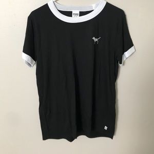 NWT Pink Black Ringer Tee